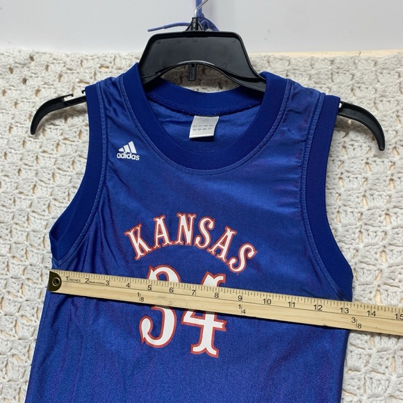 Kansas  Jersey Shirt Boys‎ XL Blue Adidas College Basketball  #34 - Picture 3 of 9